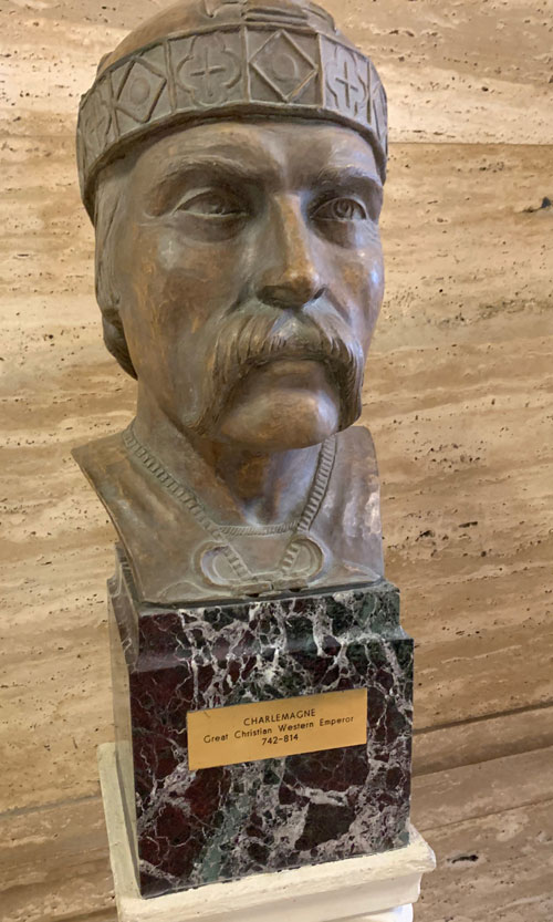 [Copper bust which a placard
identifies as Charlemagne.]