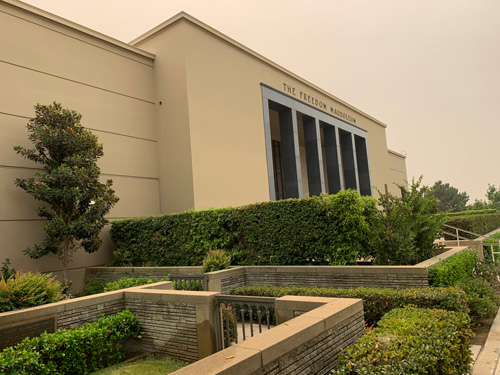 [Large boxy building, announced
by the letters above its colonnaded entrance as "The Freedom Mausoleum."]